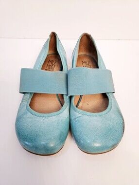 Miz Mooz Mary Jane Flats Size 39 US 8.5 Turquoise Leather Shoes